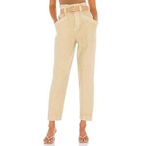 FREE PEOPLE Ready To Run Cinch Waist Pant in Parchment Size Medium Smocked Waist